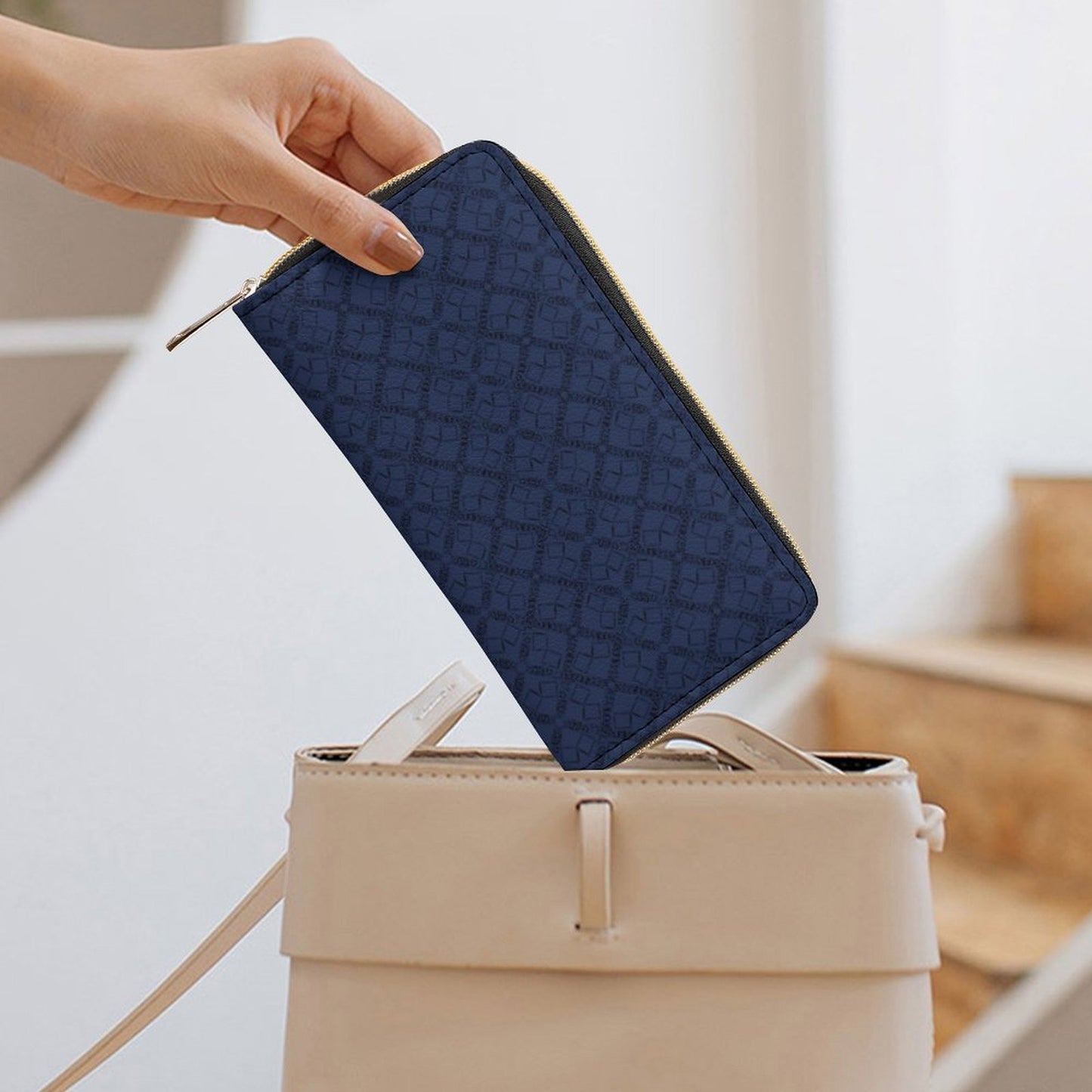 Leather Wallet with Zipper