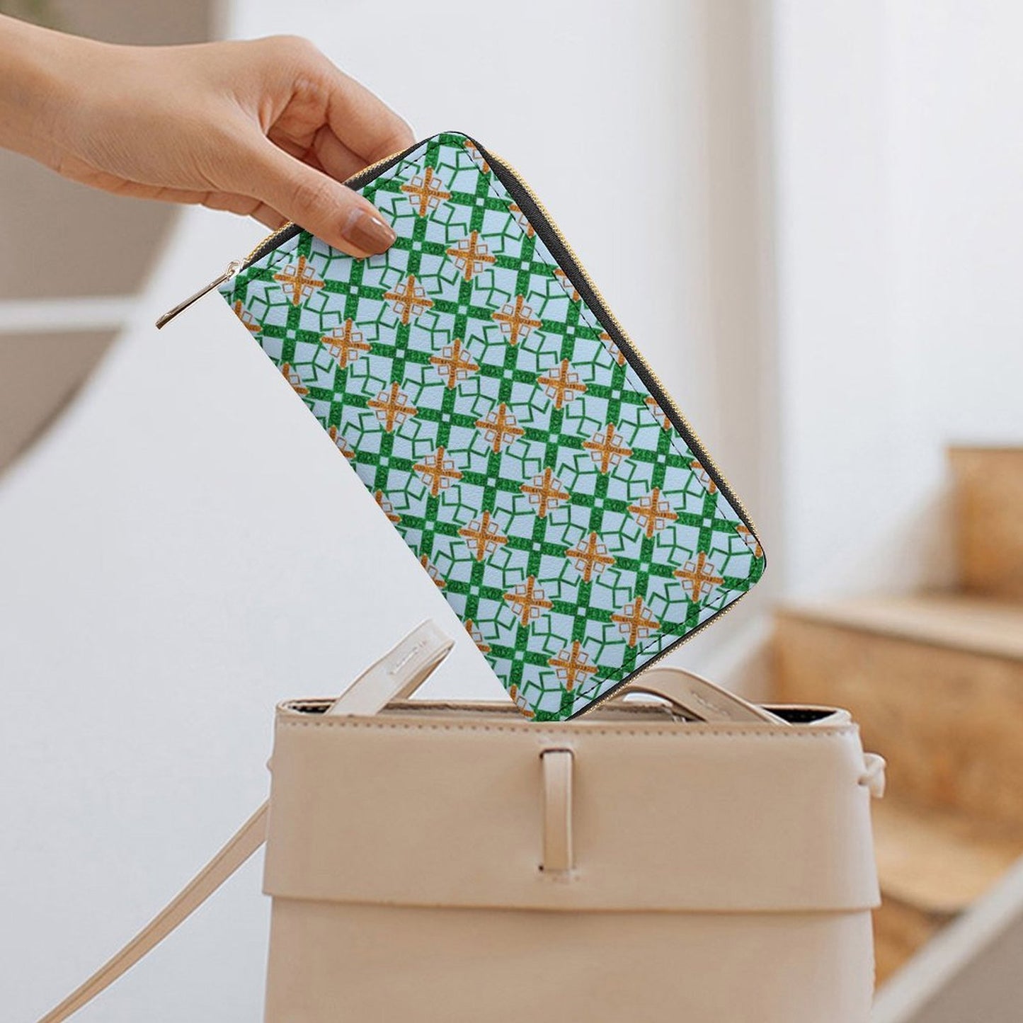 Leather Wallet with Zipper