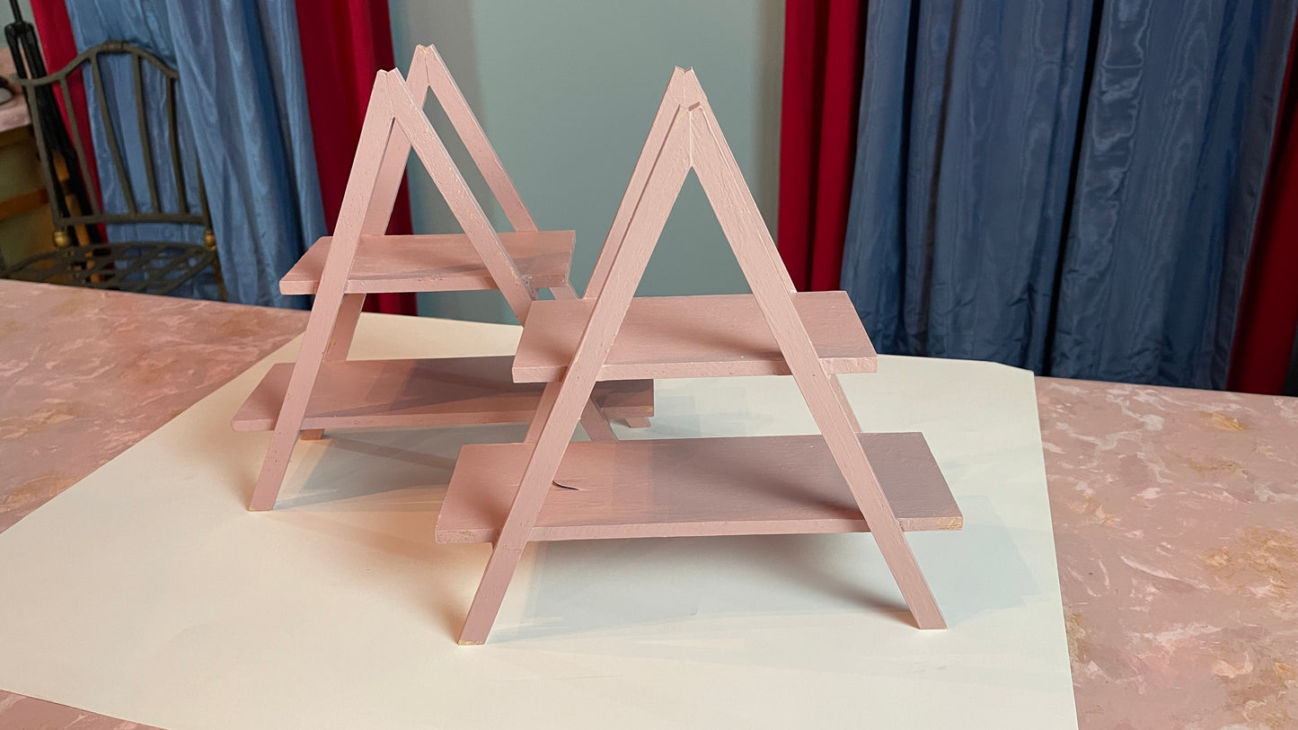 RENTAL PINK WOOD DISPLAY DESSERT CUPCAKE SMALL STAND