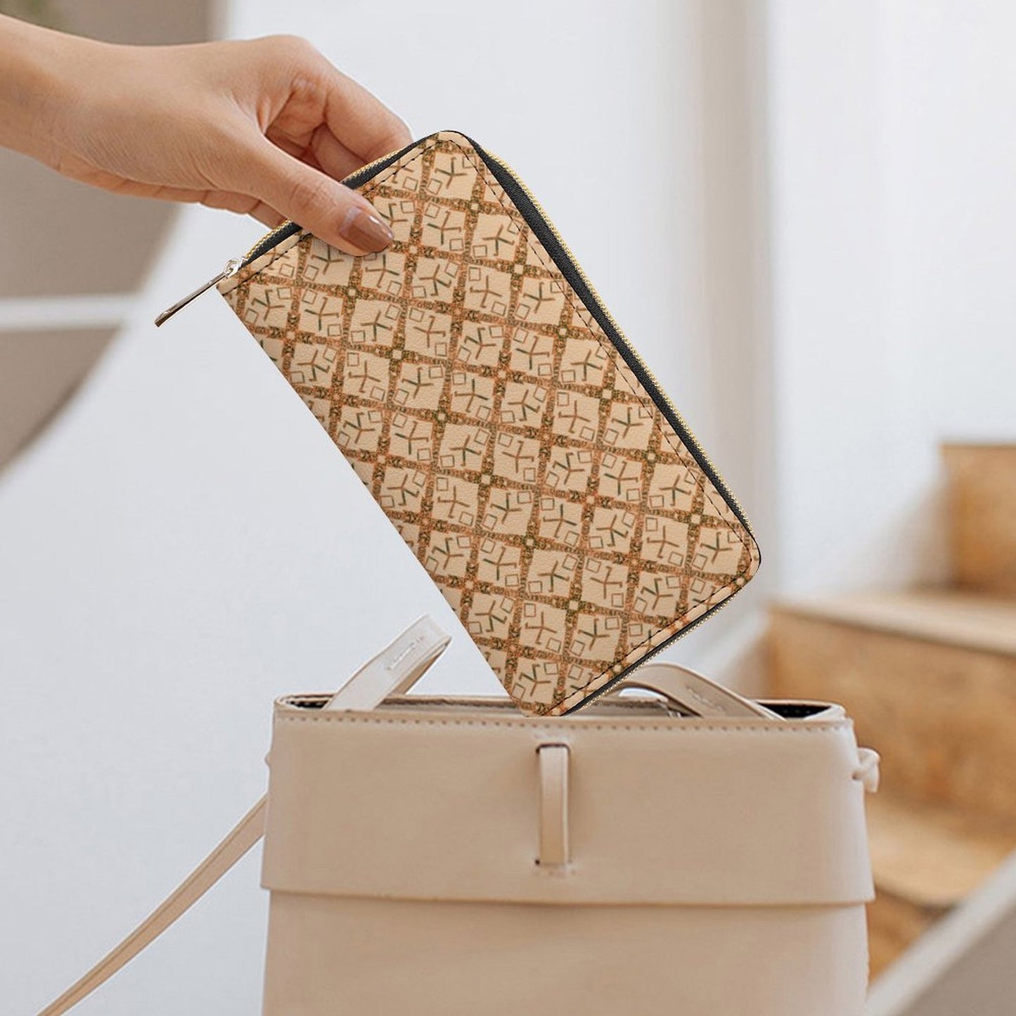 Leather Wallet with Zipper