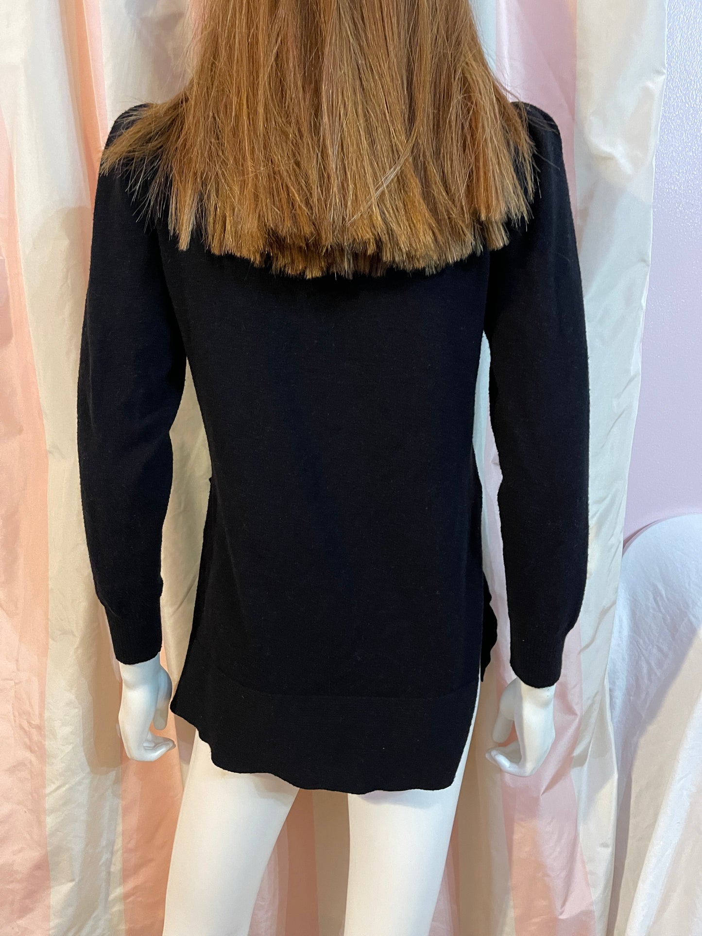 Black Cashmere puff shoulder sweater