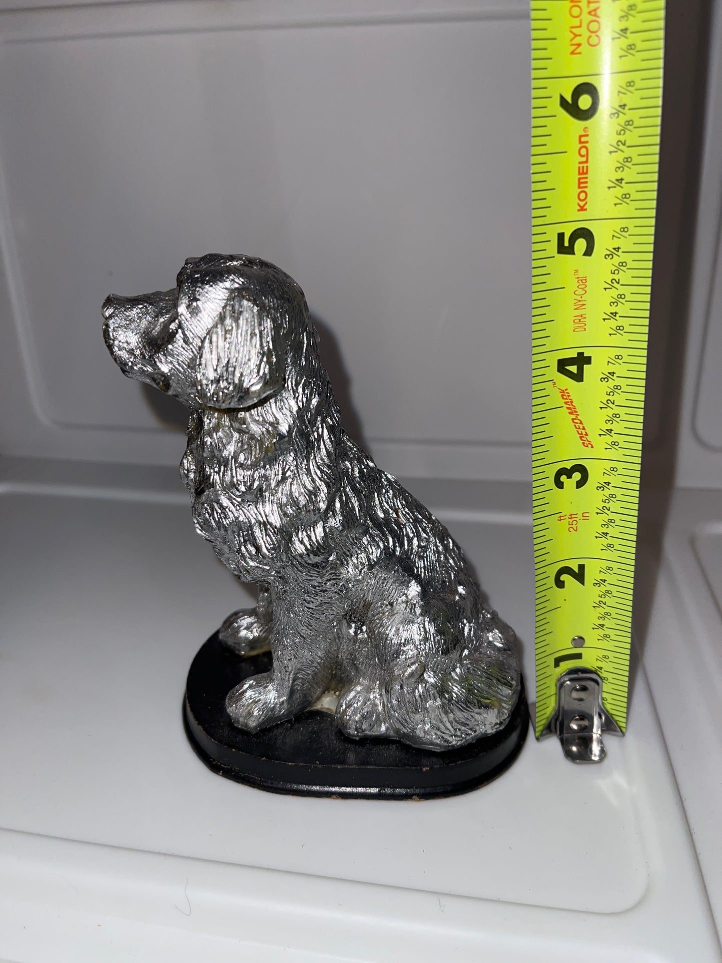 RENTAL SMALL Silver Dog Figurine Faux silver style dog