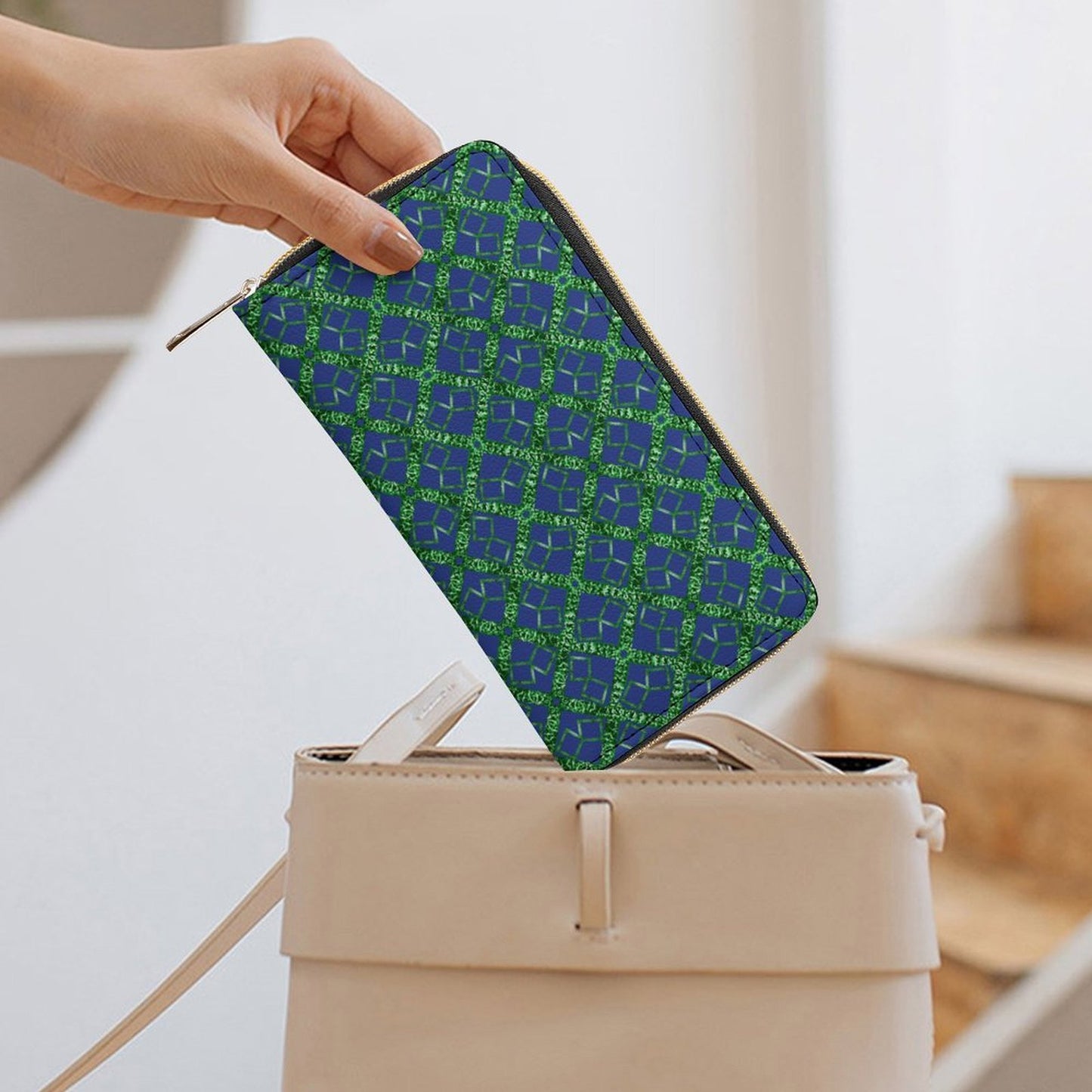 Leather Wallet with Zipper