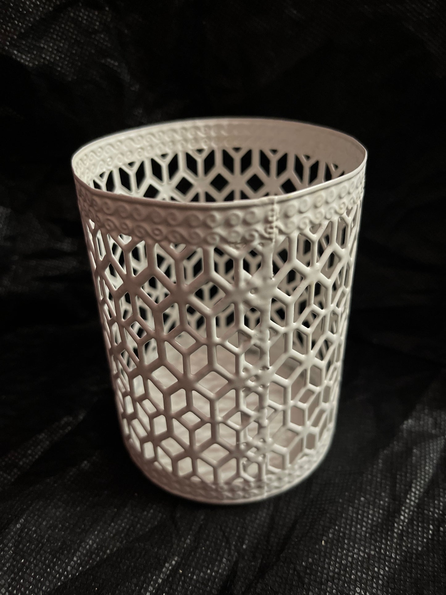 Rental vintage white metal lace cups