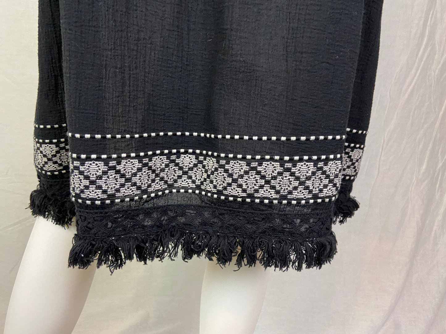J CREW Black Tank Fringe Dress Coverup XL ABBY ESSIE STUDIOS