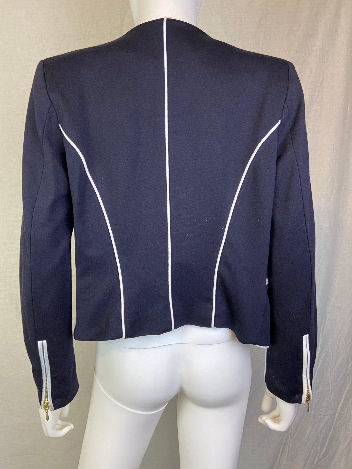 H&M Black White Zipper Blazer ABBY ESSIE STUDIOS