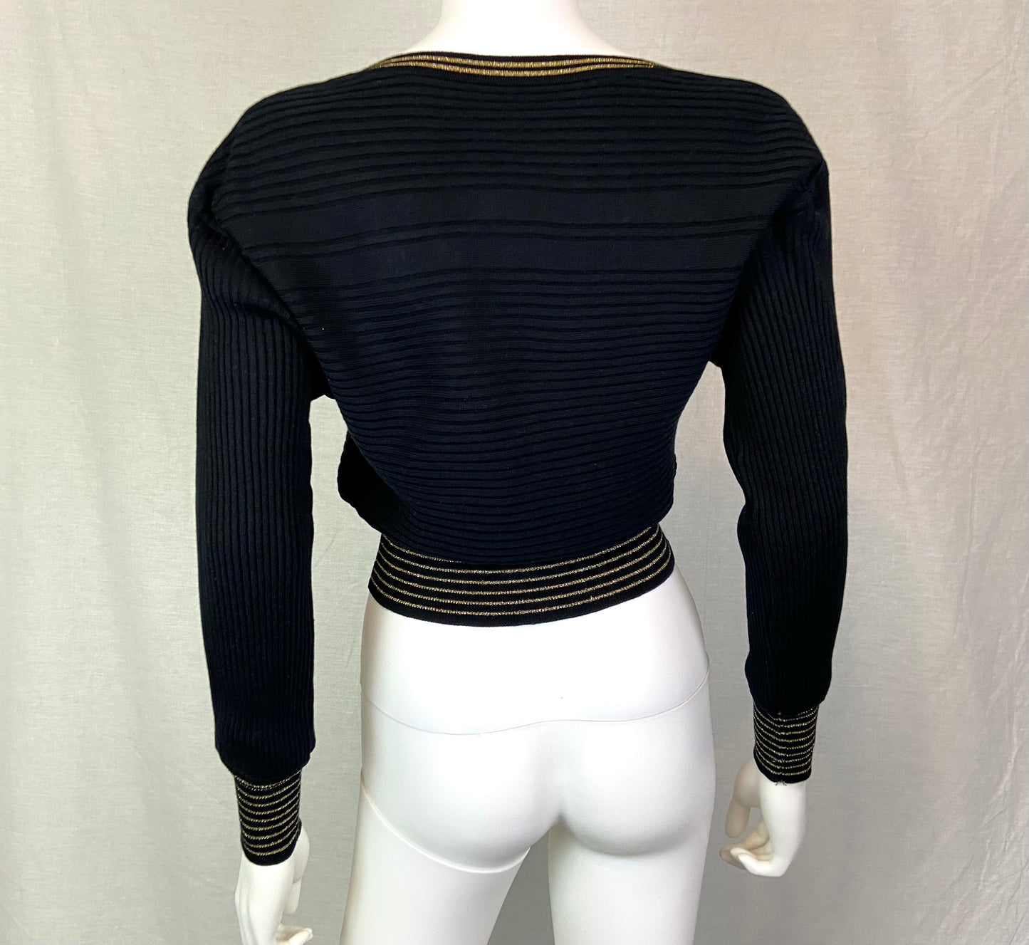 Black Gold Striped Sweater S/ M ABBY ESSIE STUDIOS