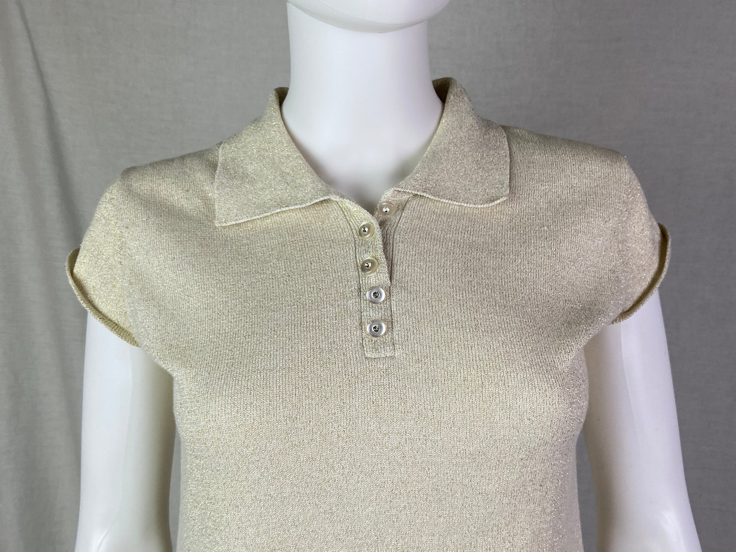 Escapade Gold Glitter Beige Knot Polo ABBY ESSIE STUDIOS