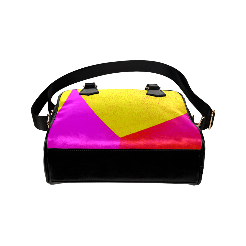 Yellow Abstract Leather Satchel Bag e-joyer
