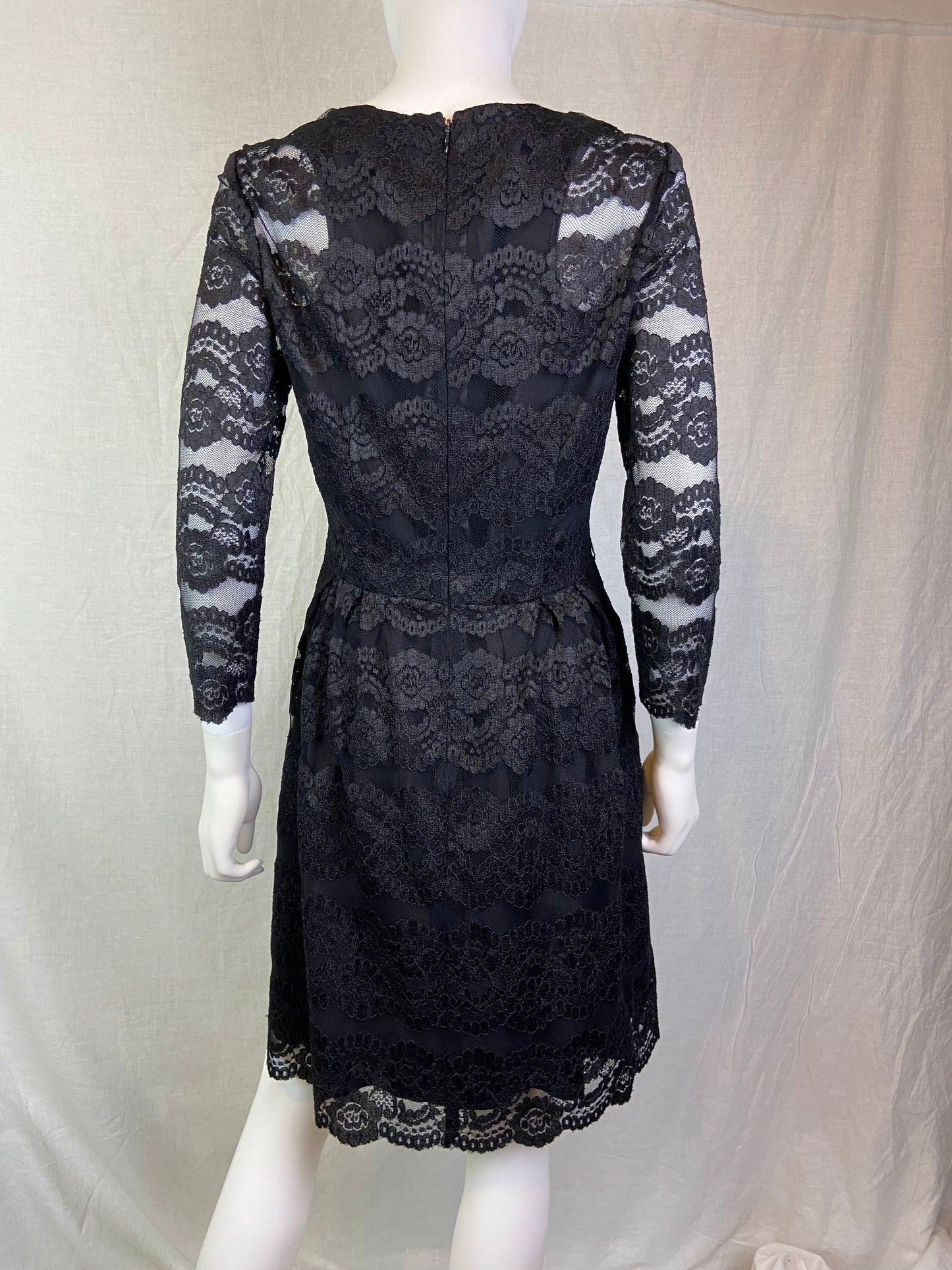 Tahari Black Lace Fitted Waist Dress ABBY ESSIE STUDIOS