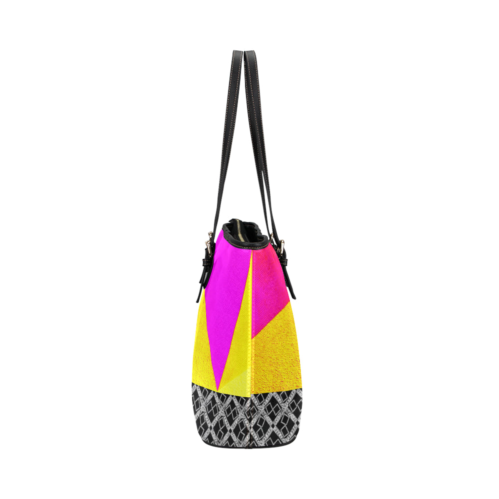 Abstract Text Logissimo Jane Leather Tote Bag e-joyer