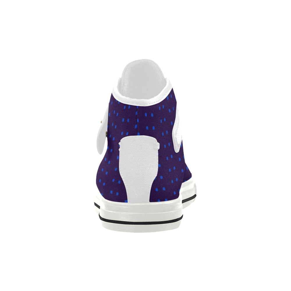 Fabric57 polka dots navy violet blue royal large Aquila Strap Women's Shoes/Large Size (Model 1202) e-joyer