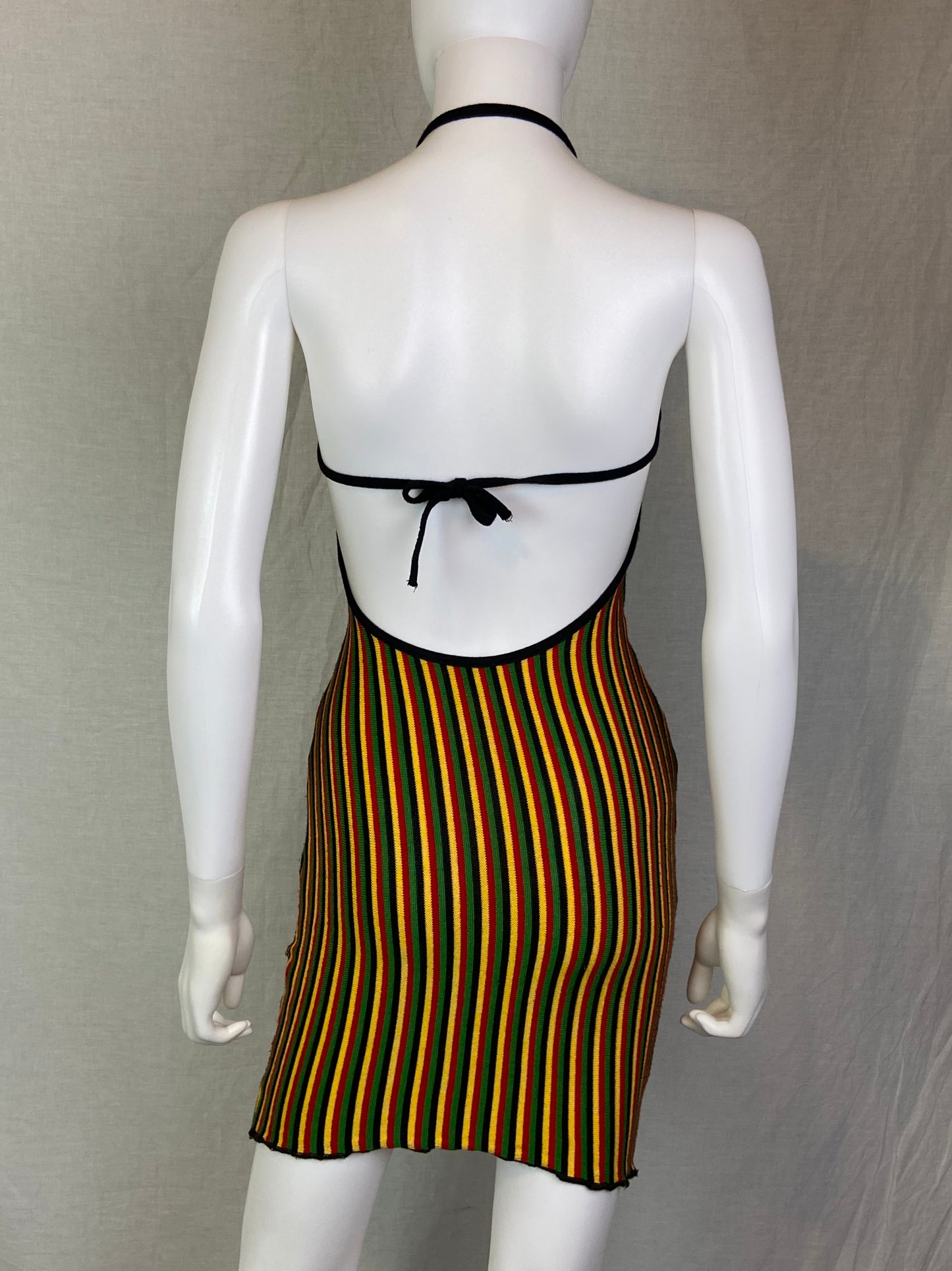 IR Jamaican Black Red Yellow Green Halter Mini Dress ABBY ESSIE STUDIOS