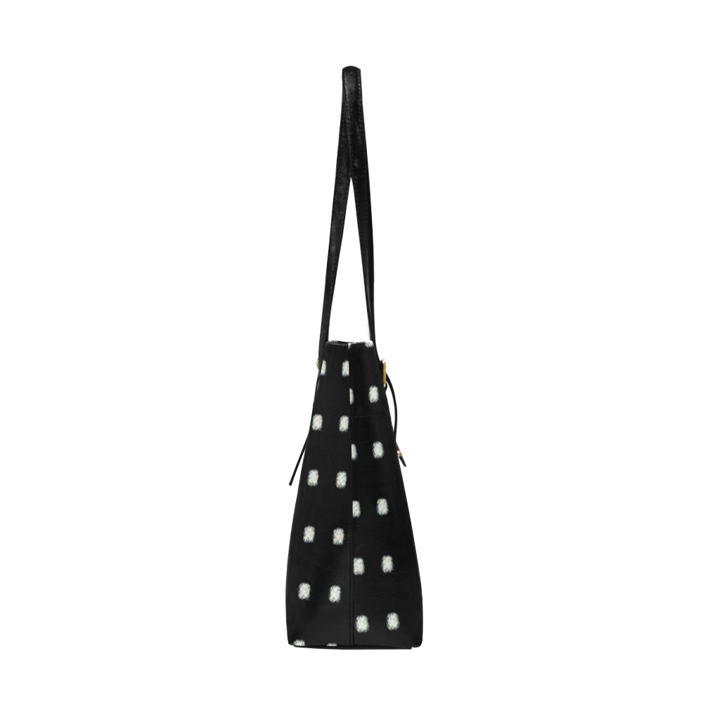 Polka Stripe Classic Leather Tote Bag e-joyer
