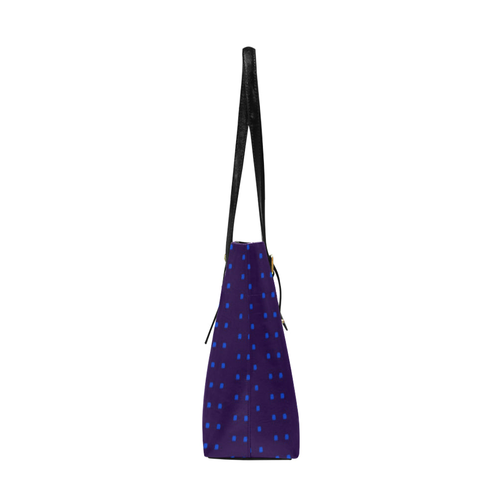 Polka Stripe Classic Leather Tote Bag e-joyer