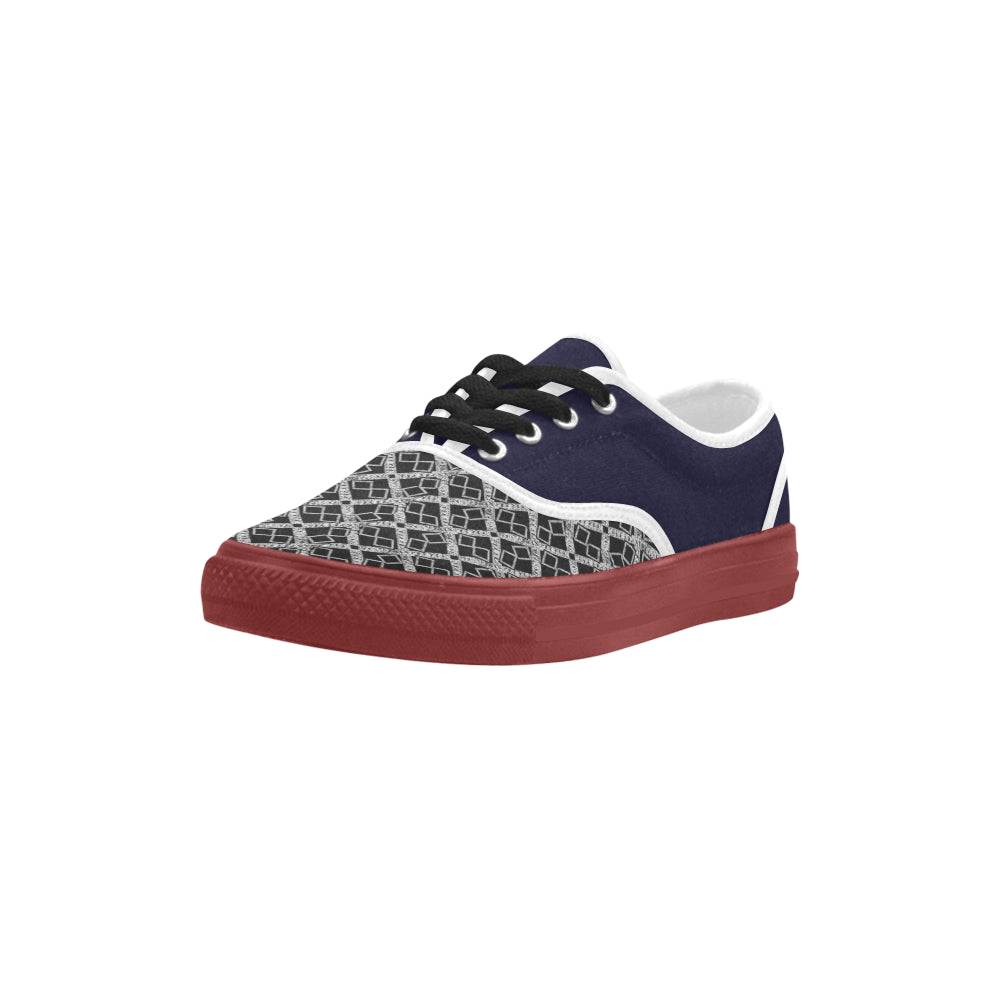 red sole blk logo Aries Women's Canvas Shoes (Model 029) e-joyer