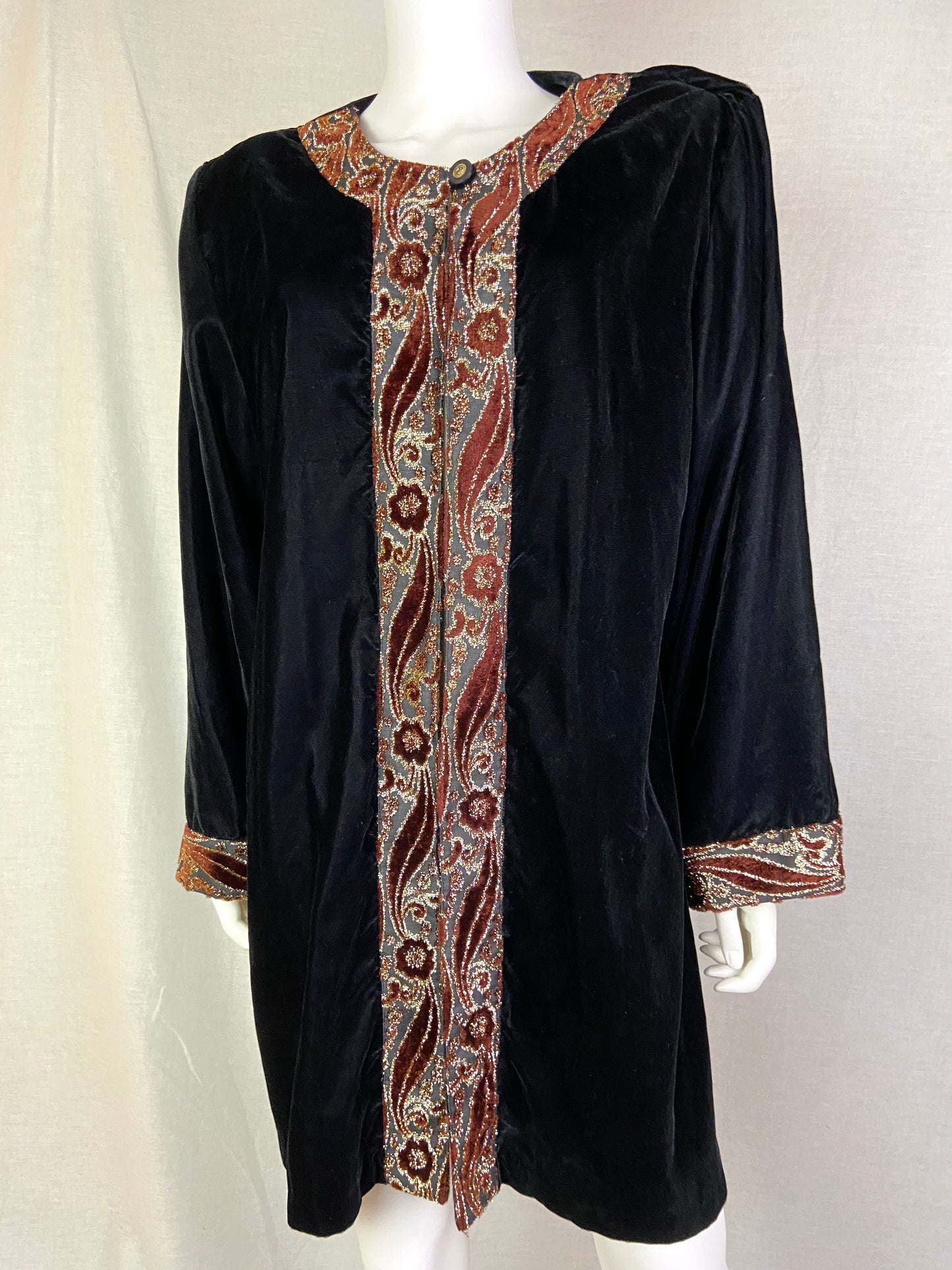 Hosanna Black Velvet Gold Lame Coat ABBY ESSIE STUDIOS