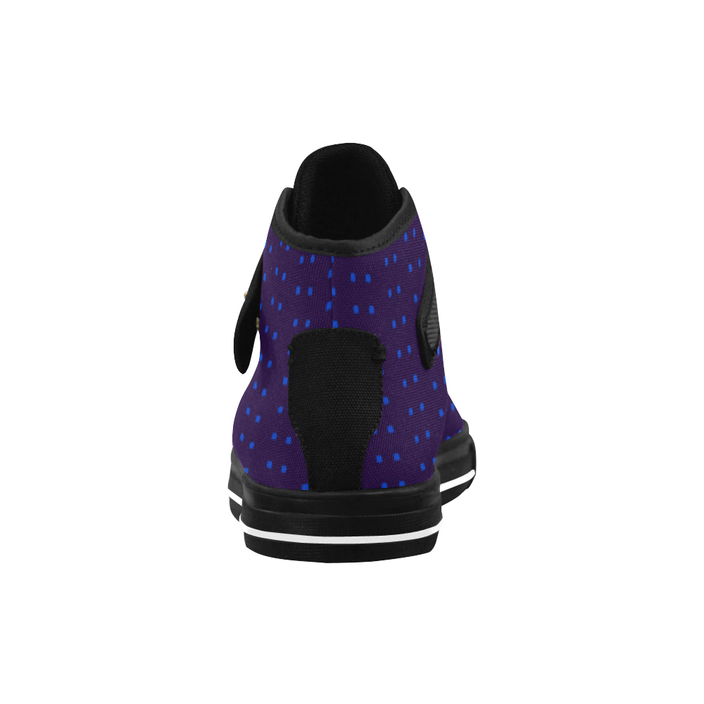 Fabric57 polka dots navy violet blue royal large Aquila Strap Women's Shoes/Large Size (Model 1202) e-joyer