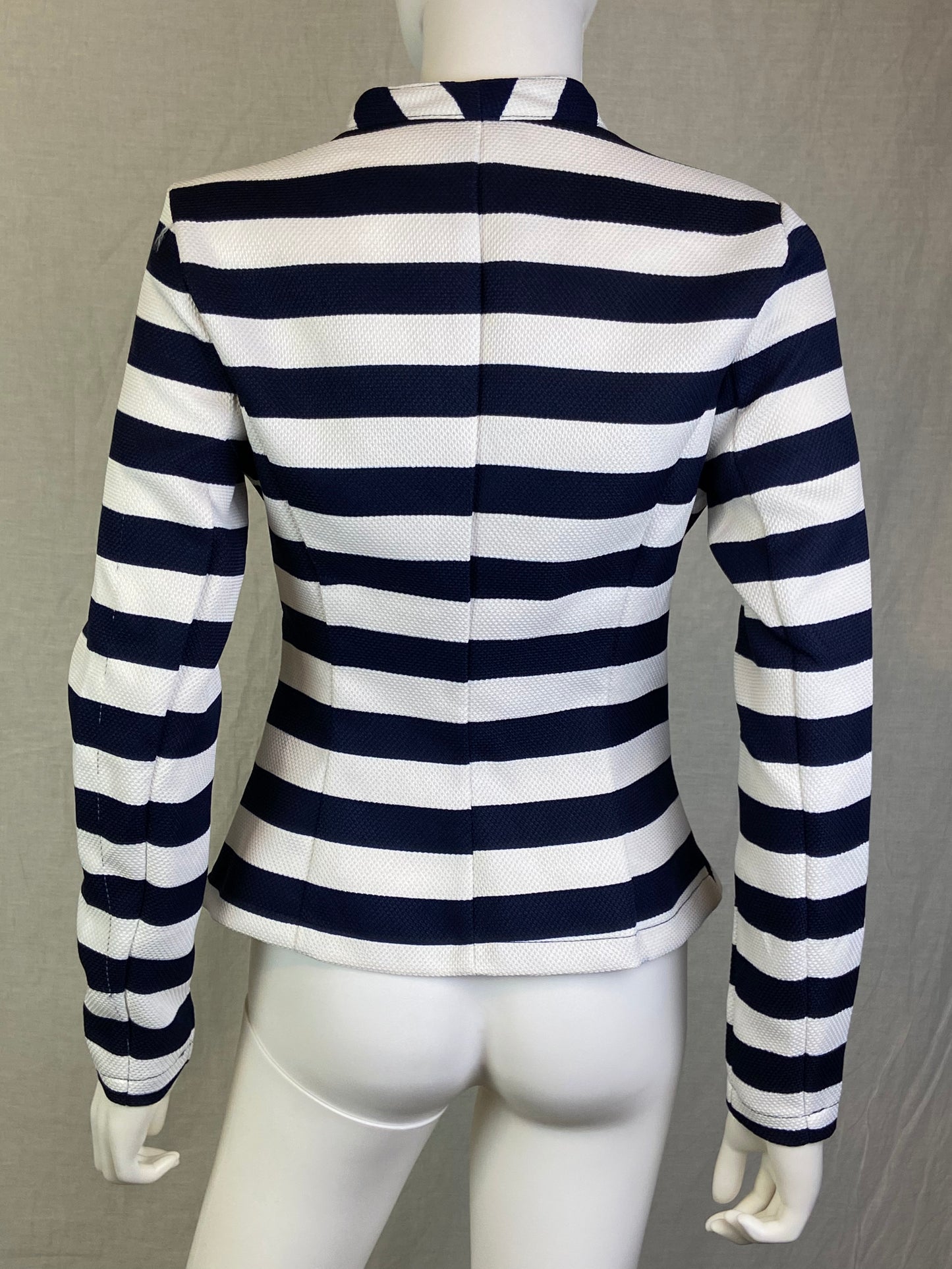 Venus White Navy Blue Black Striped Blazer ABBY ESSIE STUDIOS