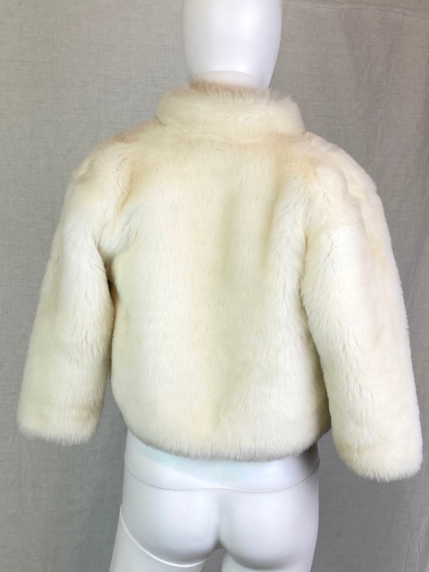 Girls White Faux Fur Coat 5-6yrs Small ABBY ESSIE STUDIOS