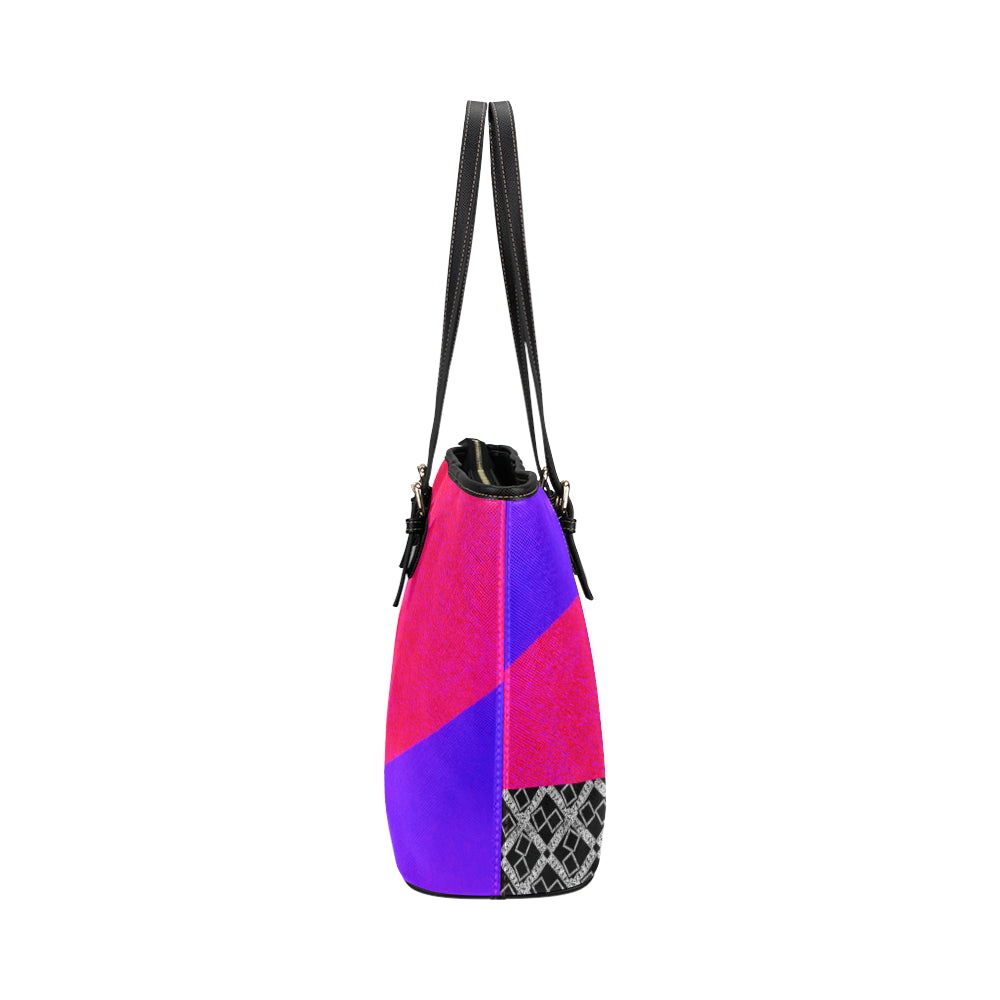 Abstract Text Logo Jane Leather Tote Bag e-joyer