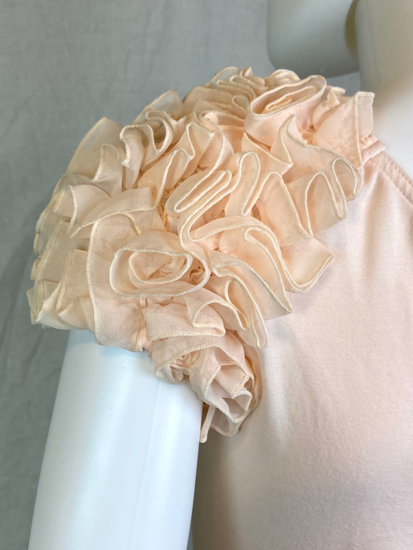 H&M Pink Peach Ruffle Sleeve Tee Dress Small ABBY ESSIE STUDIOS