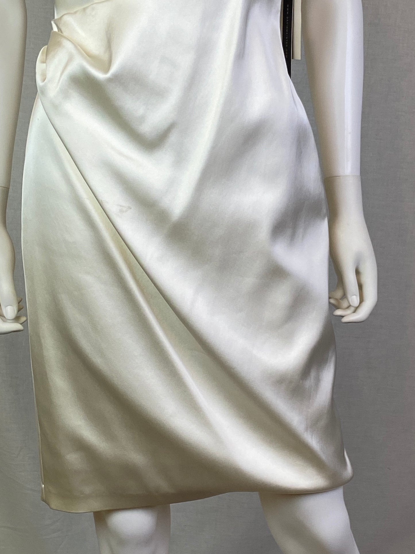 David Meister Ivory White Satin One Shoulder Cocktail Dress NWT ABBY ESSIE STUDIOS