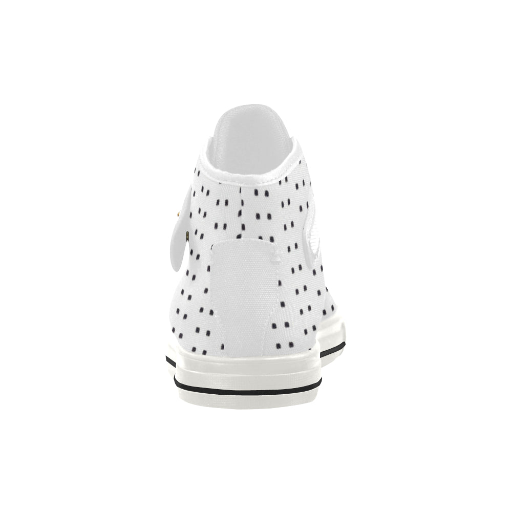 Fabric57 polka dots black white large panel crop 5 Aquila Strap Women's Shoes/Large Size (Model 1202) e-joyer