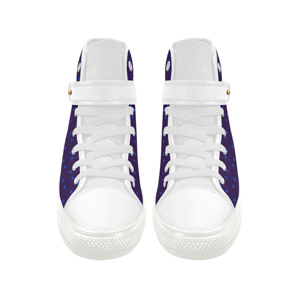 Fabric57 polka dots navy violet blue royal large Aquila Strap Women's Shoes (Model 1202) e-joyer