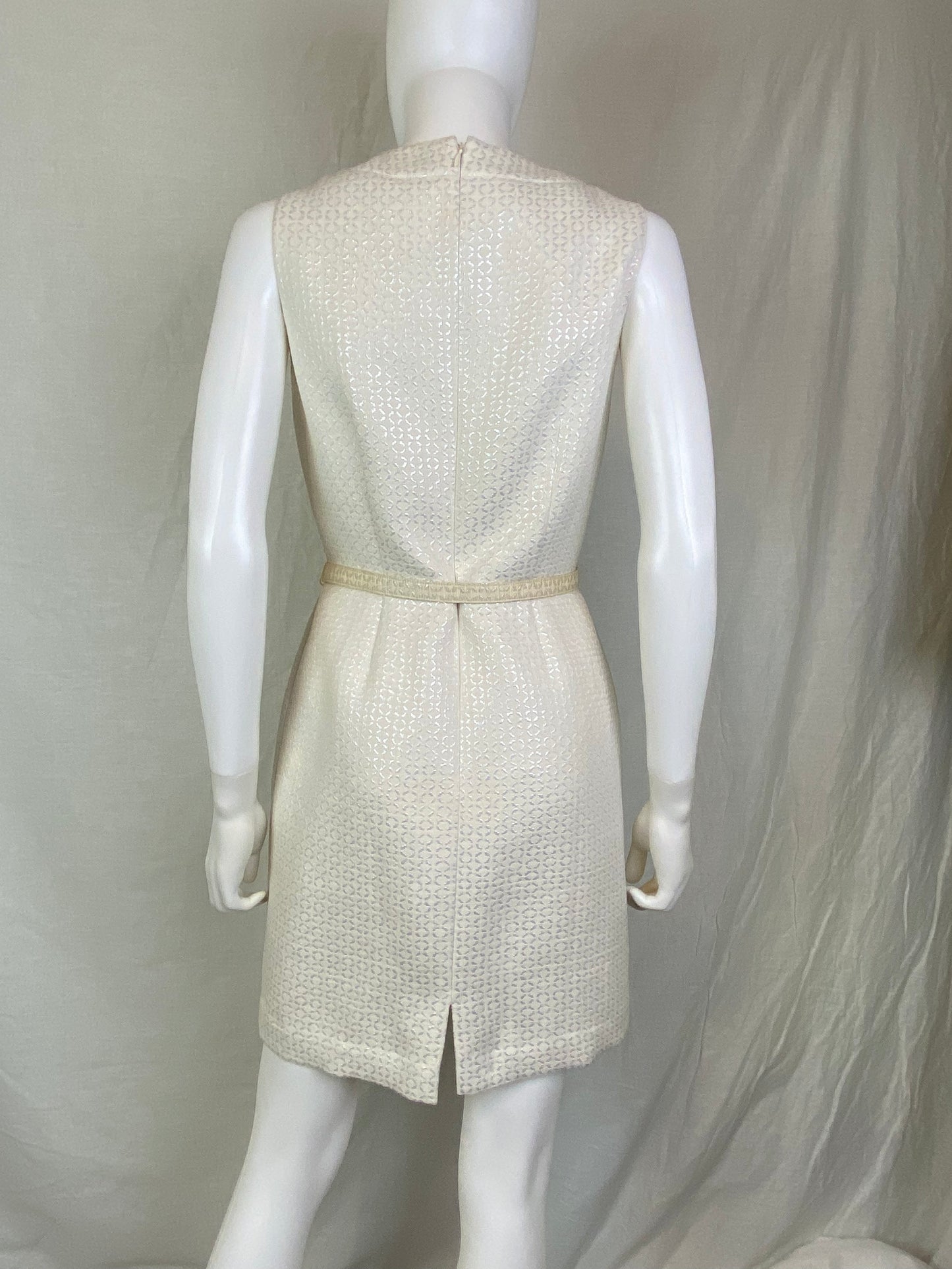 Tahari Cream White Silver aloneness Sheath Dress ABBY ESSIE STUDIOS