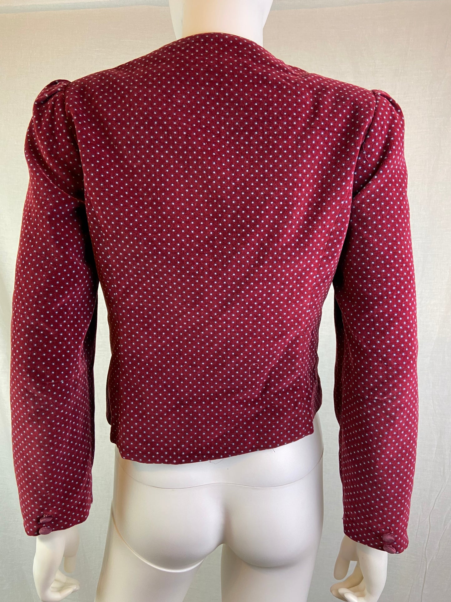 Vind De Casa Burgundy Red Velvet Polka Dot Jacket ABBY ESSIE STUDIOS