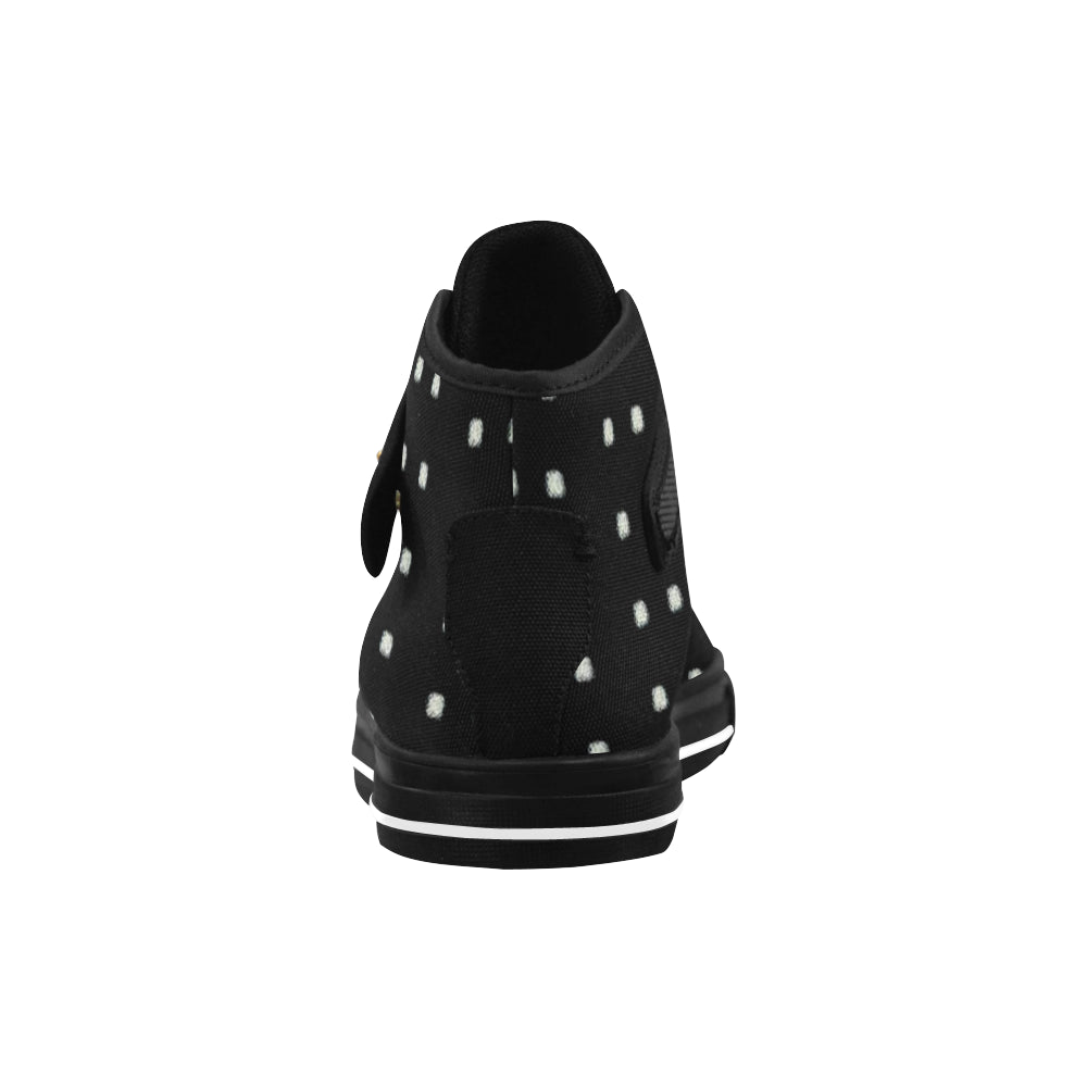 Fabric47 541 kb black bling polka dot Aquila Strap Women's Shoes/Large Size (Model 1202) e-joyer