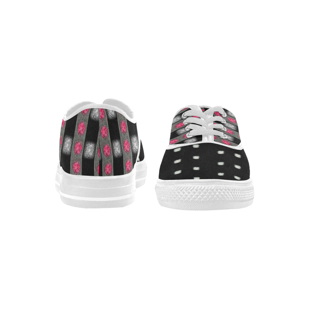 Fabric47 541 kb black bling polka dot Oxford Cloth Women's Sneakers/Large (Model 10133) e-joyer