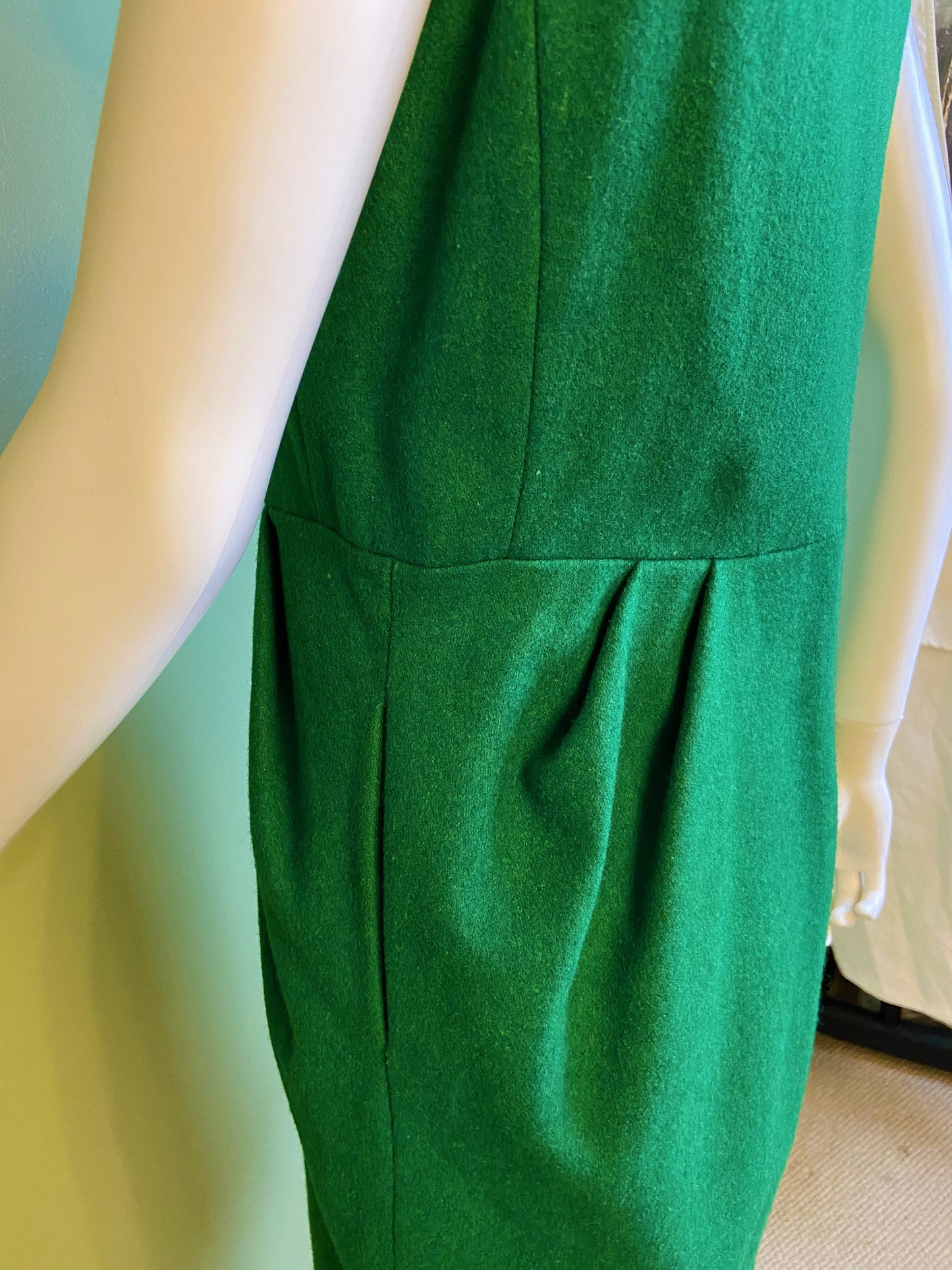 Voll Green Wool Fitted Sheath Mini Dress Abby Essie