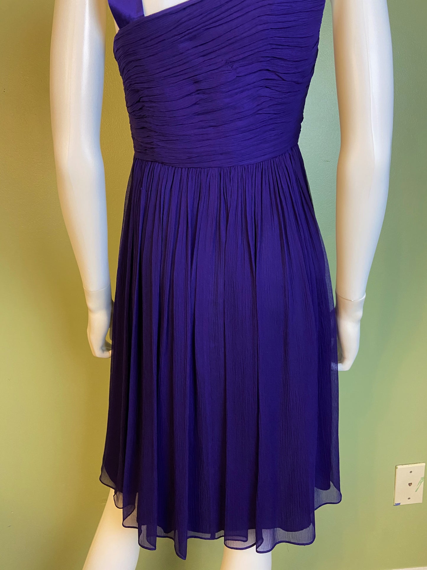 Maggy London Purple Silk Pleated Asymetrical Dress ABBY ESSIE Designer & Vintage