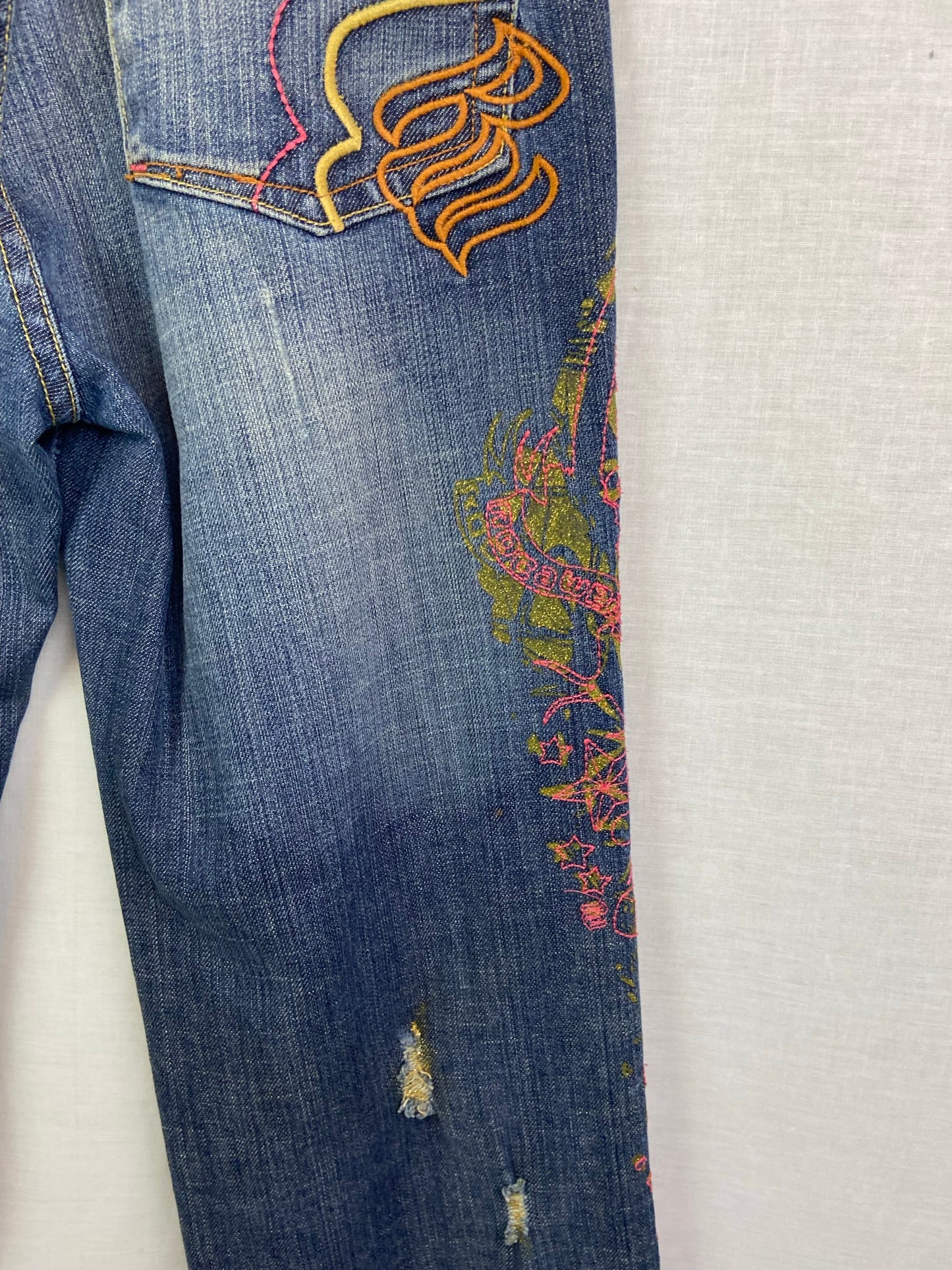 Vintage Rocawear Embroidered Gold Pink Blue Jeans Denim ABBY ESSIE STUDIOS