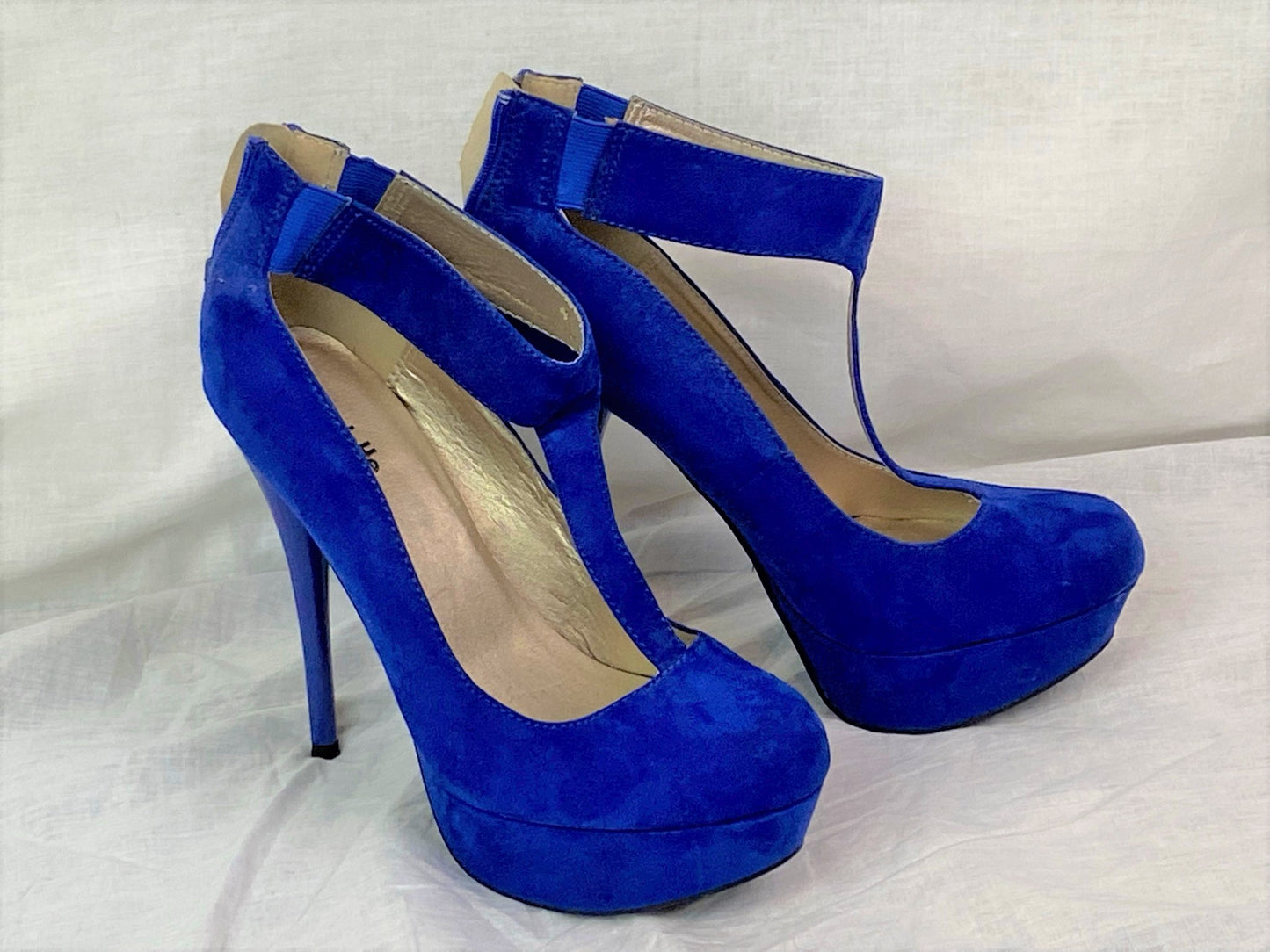 Charlotte Russe Royal Blue Suede Platform Pumps Stilettos ABBY ESSIE STUDIOS