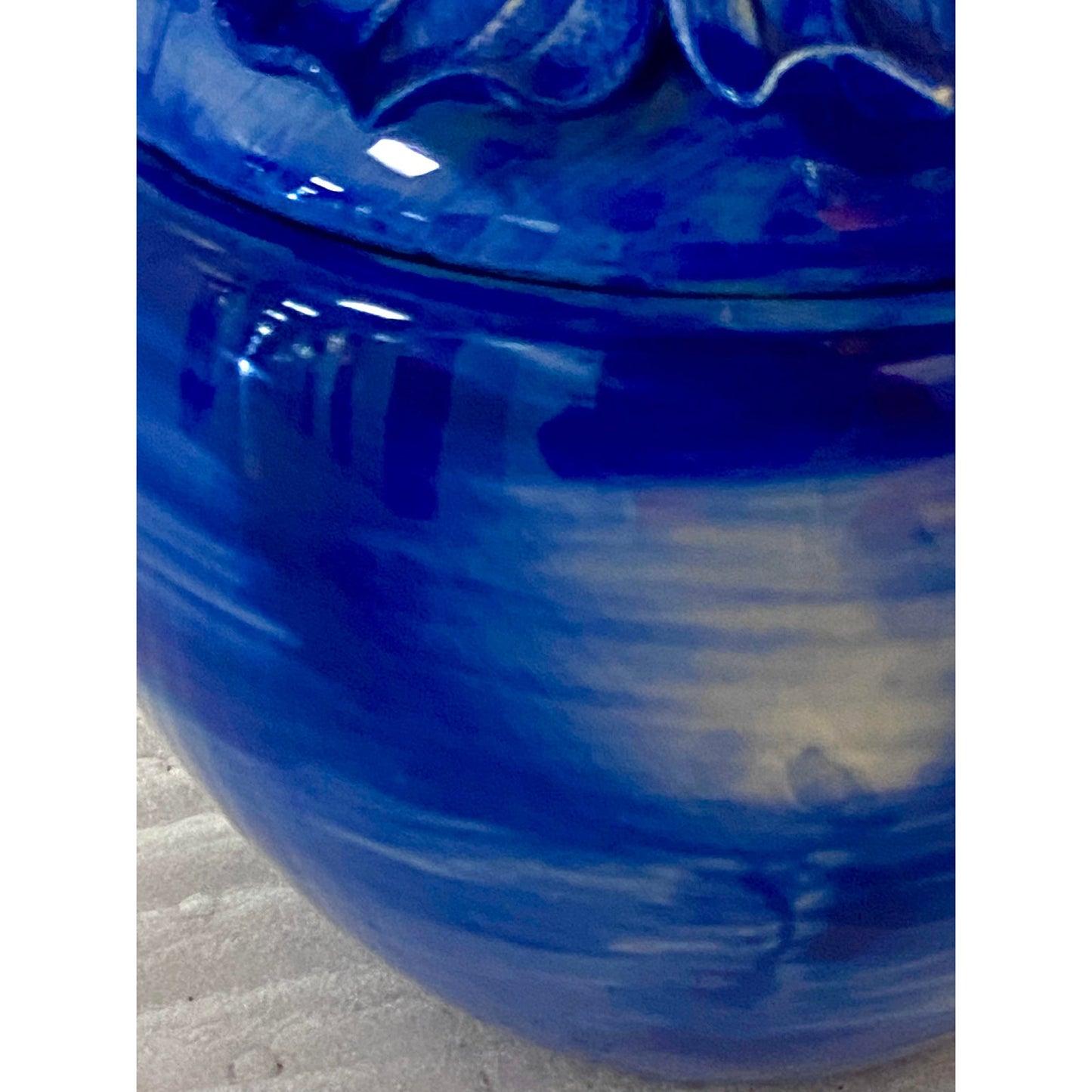 Handcrafted Blue Ceramic Floral Ginger Jar ABBY ESSIE STUDIOS