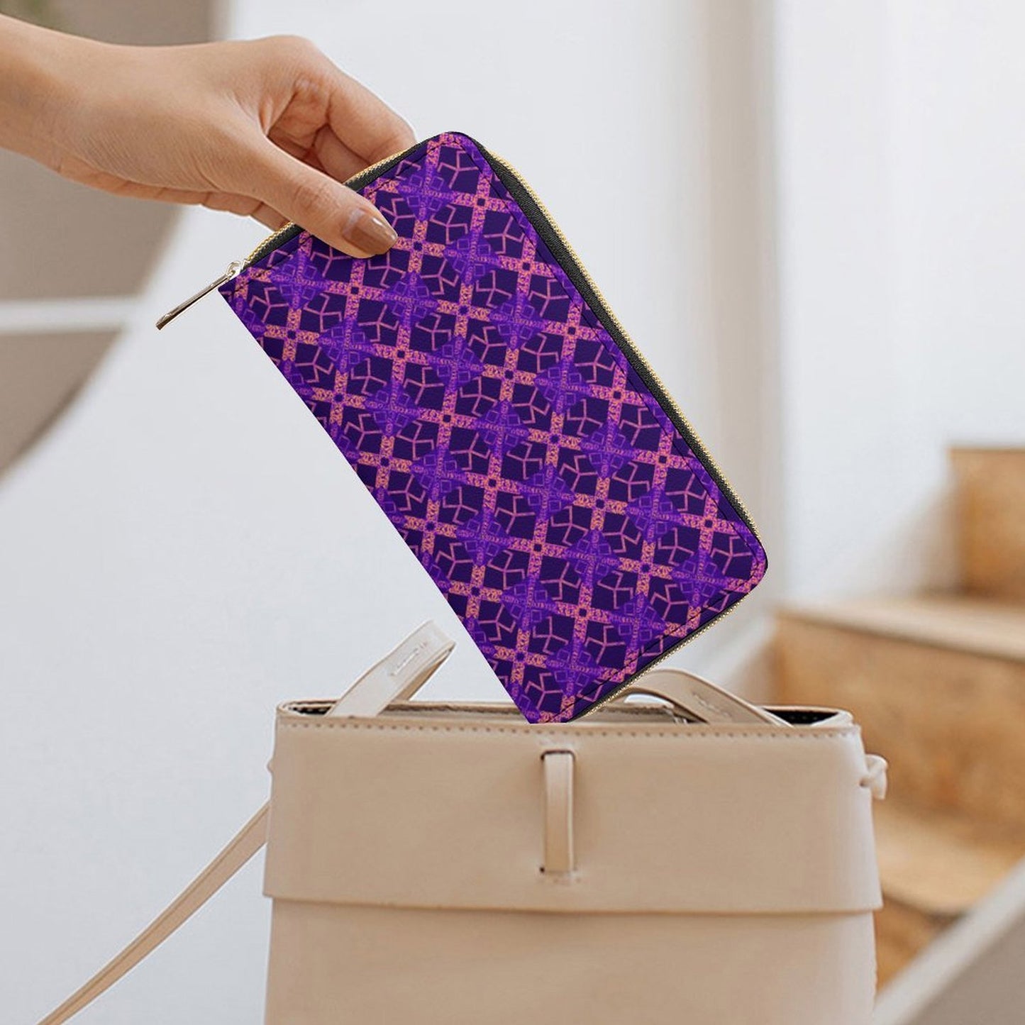 Leather Wallet with Zipper