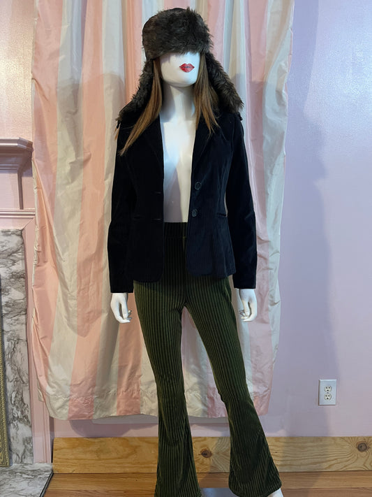 Black Velvet Blazer & Green Velvet Pants