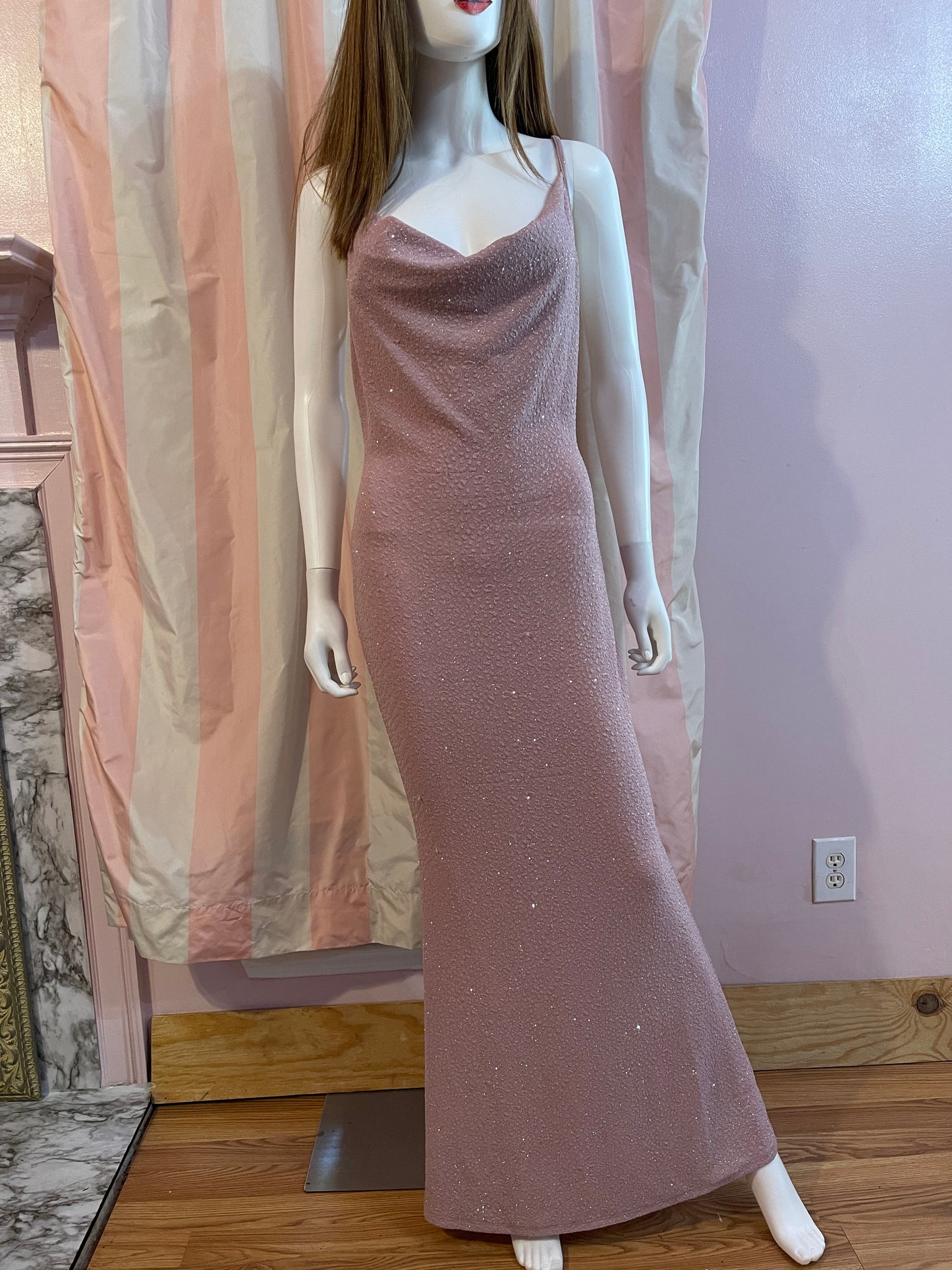 Rose Pink Glitter Stretch Dress Gown