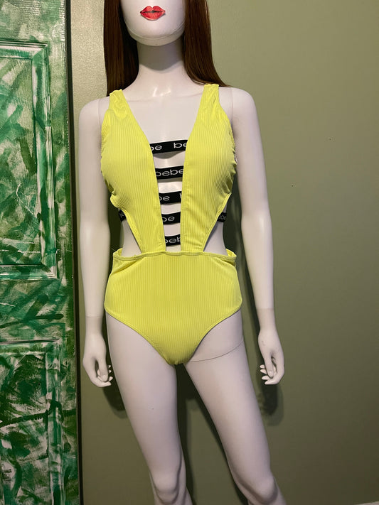 BUY NOW - NEW YELLOW BLACK LOGO CUTOUT SEXY GOLD SWIMSUIT LINGERIE