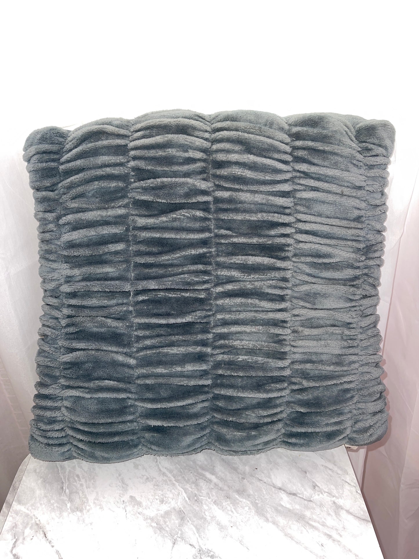 RENTAL GRAY BLUE VELVET RUCHE PILLOWS