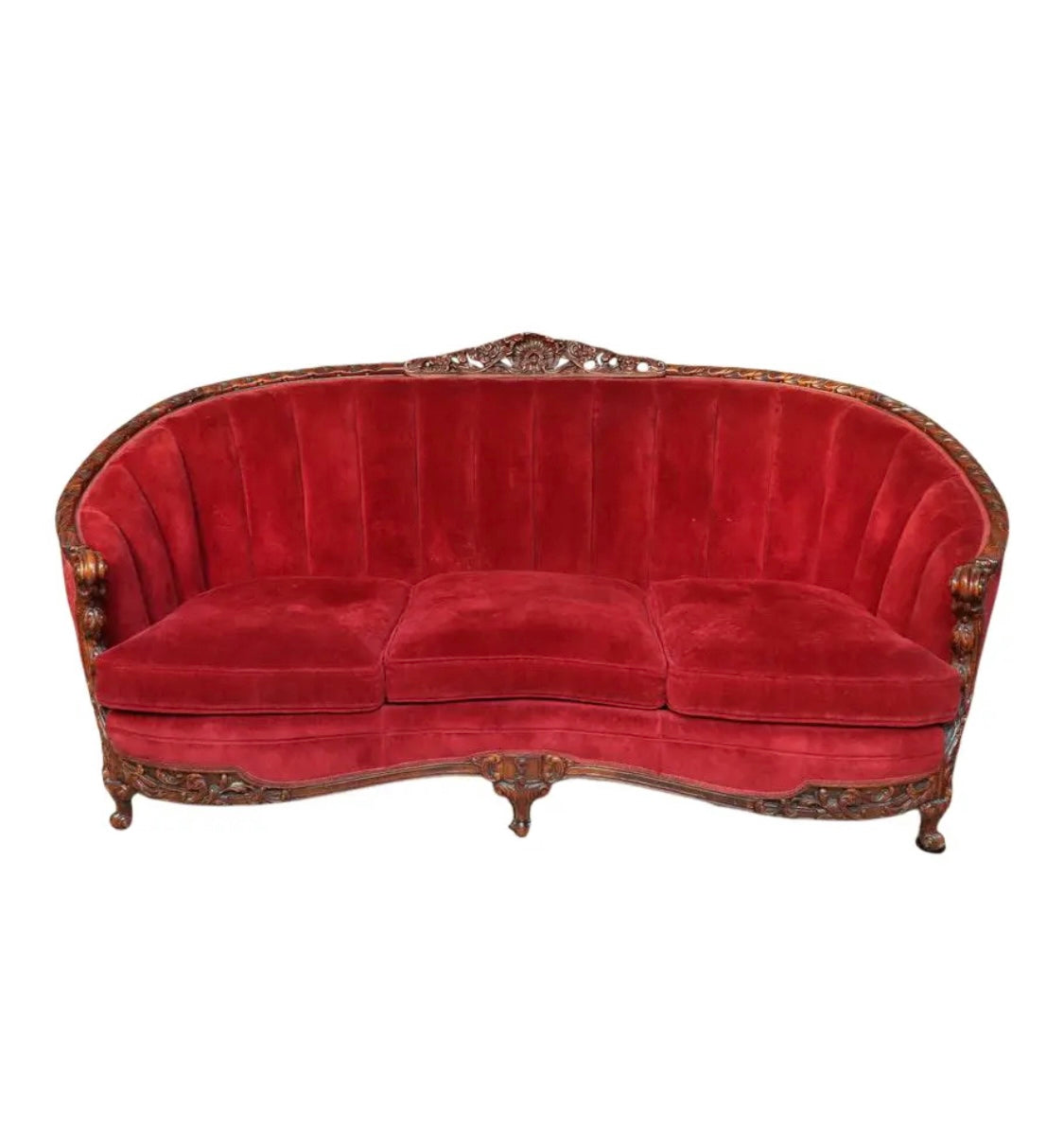 RENTAL ANTIQUE French Rococo Velvet Settee Sofa