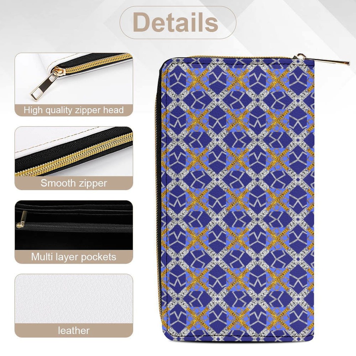 Leather Wallet with Zipper