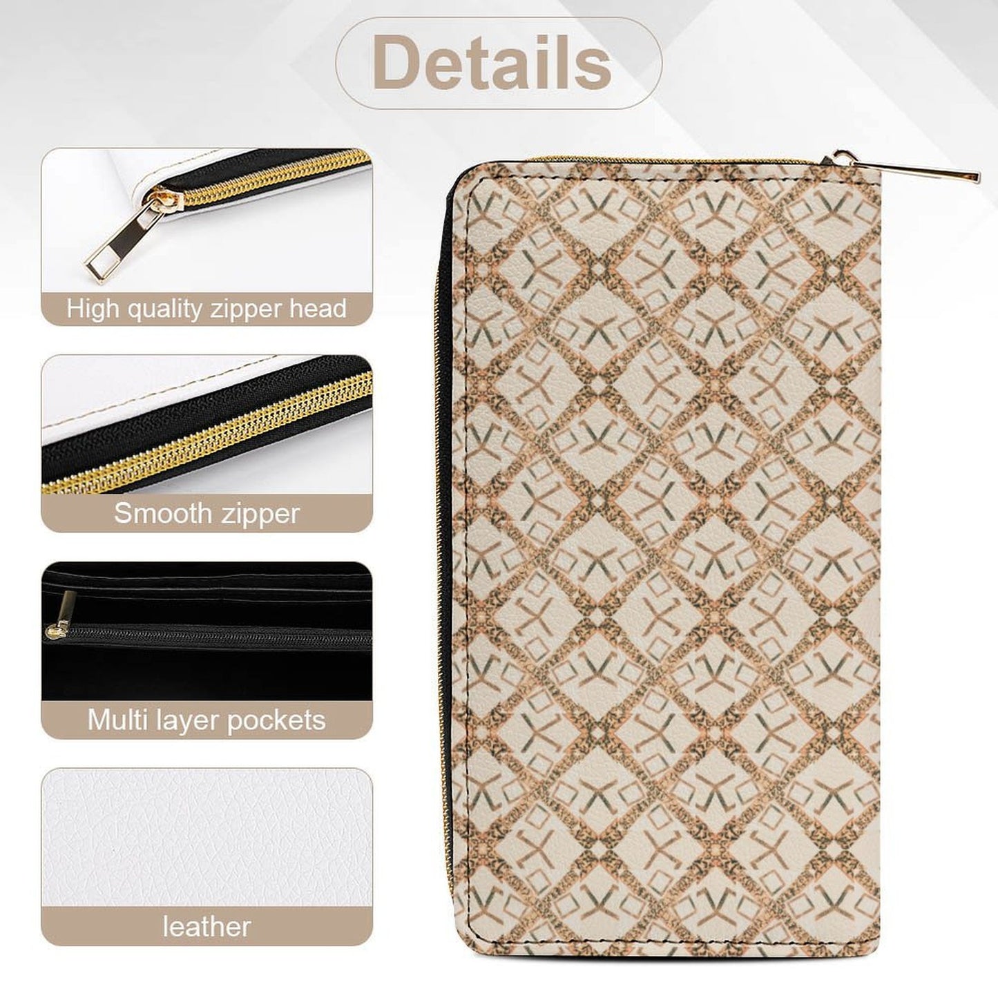 Leather Wallet with Zipper