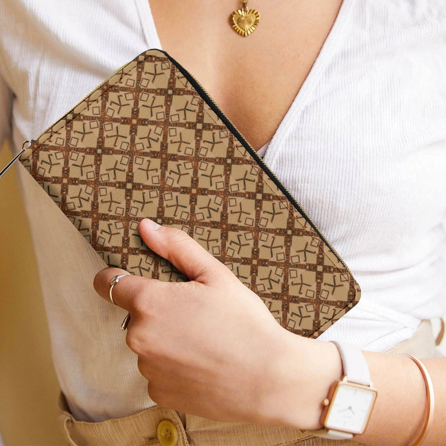 Leather Wallet with Zipper