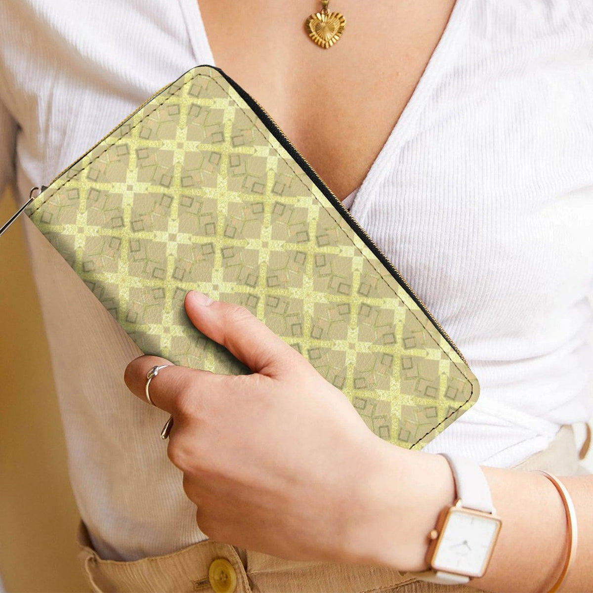 Leather Wallet with Zipper