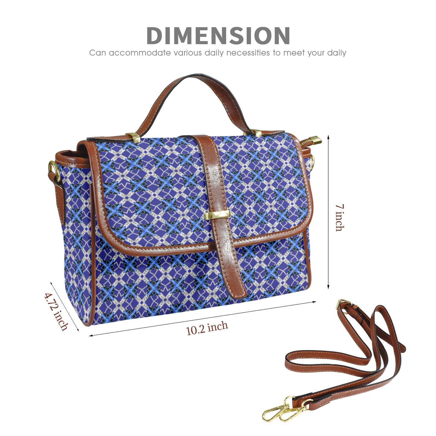 blue 12 Multi-Function Leather Satchel-Brown (Model 1739)