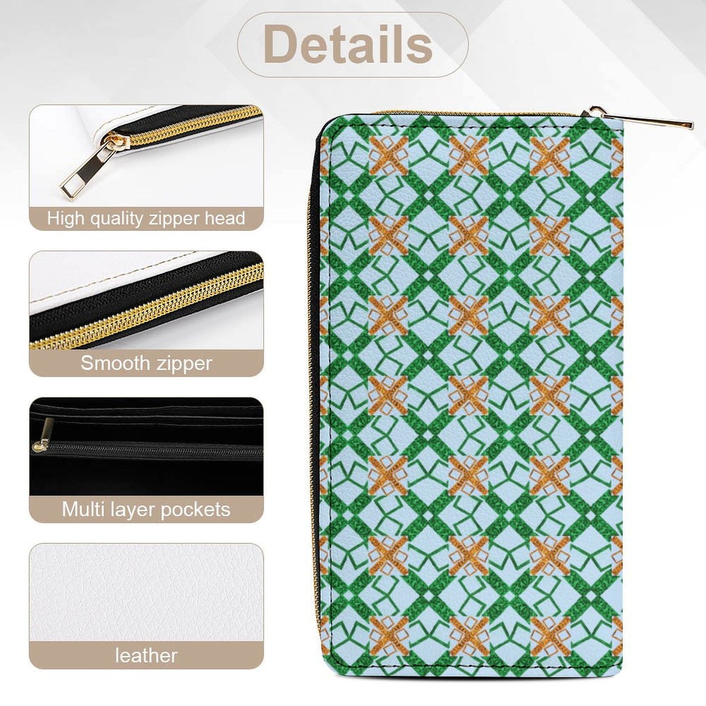Leather Wallet with Zipper